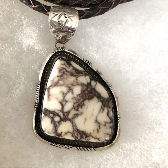 Wild Horse Cabochon Pendant and Earrings set in Sterling Silver. Artisan LE - Picture 2 of 12